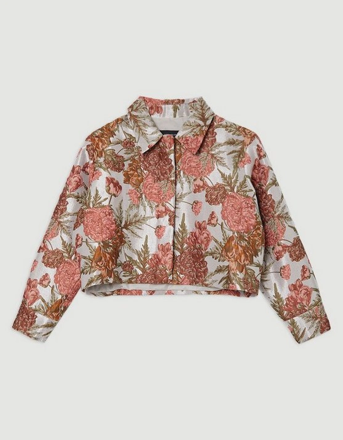 Plus Size Floral Jacquard Tailored  Jacket