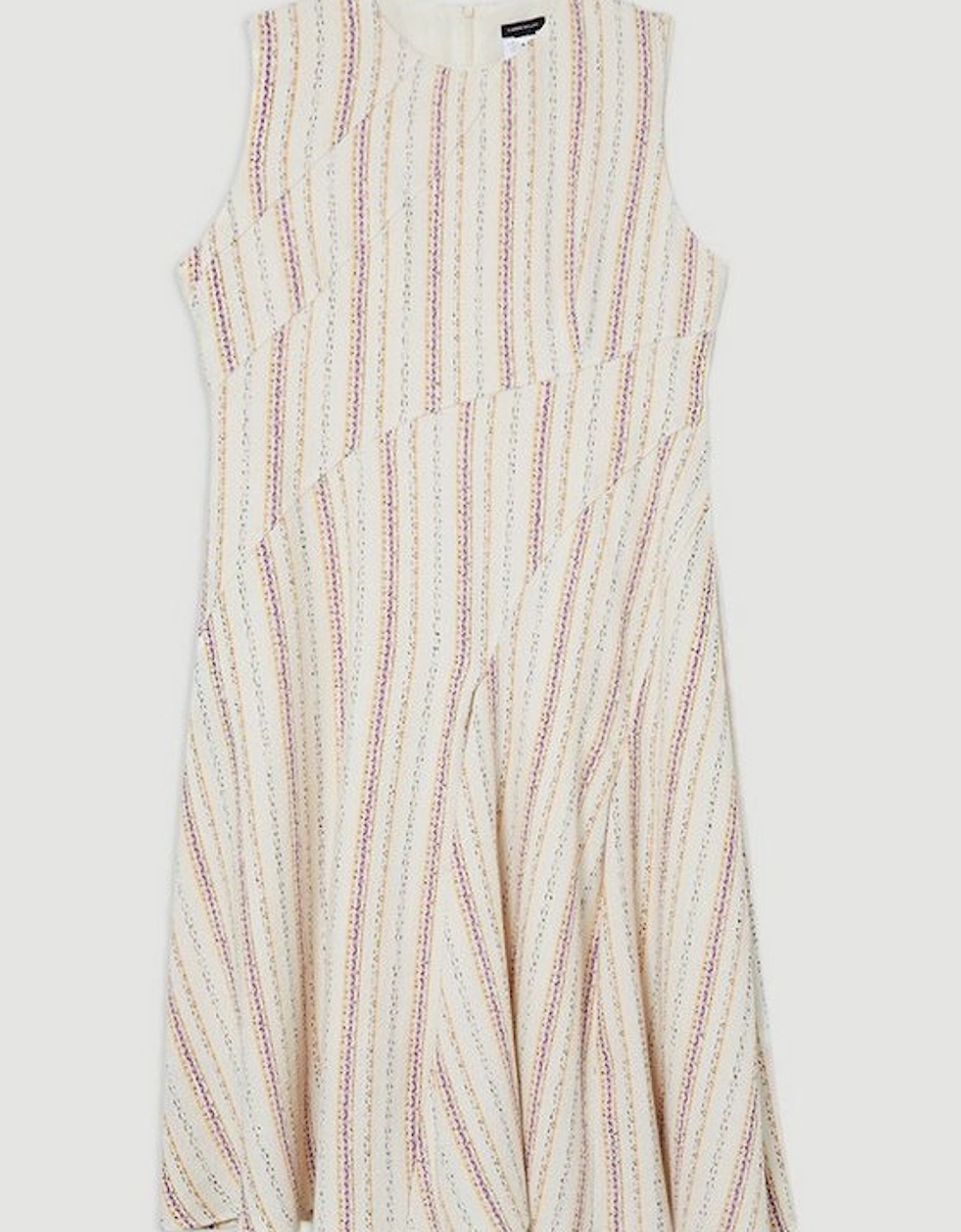 Plus Size Premium Woven Stripe Tailored A-Line Midi Dress