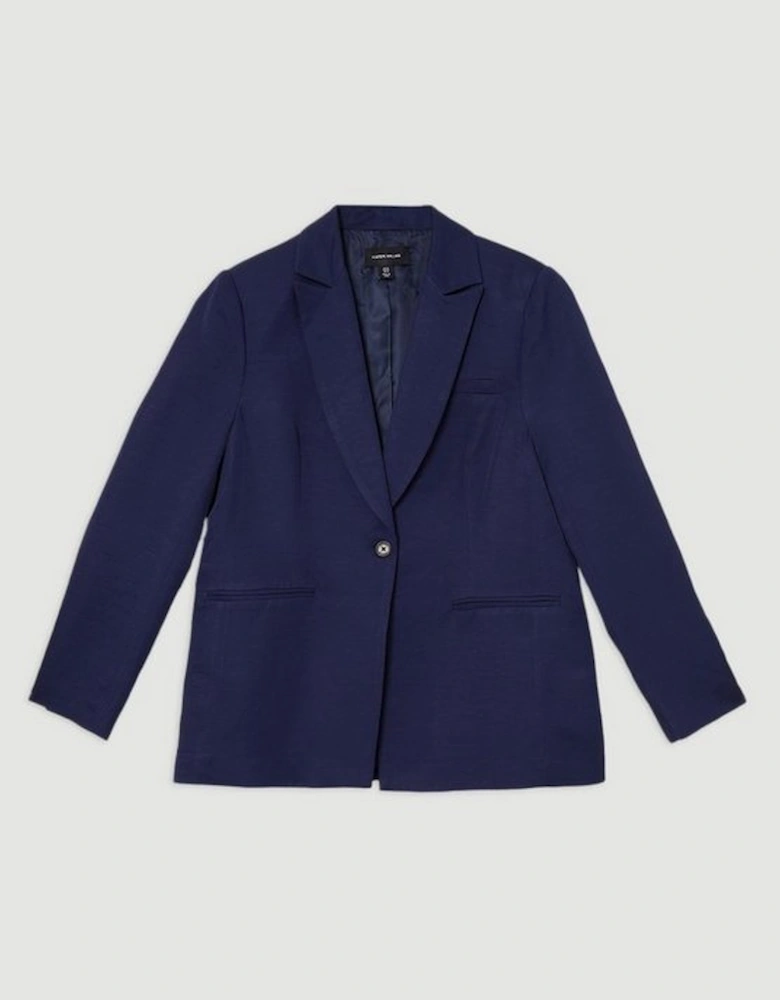 Plus Size Tailored Viscose Linen Single Breasted Blazer Jacket