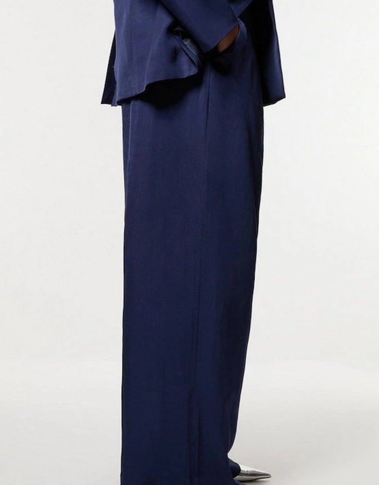 Plus Size Tailored Viscose Linen Wide Leg Trouser