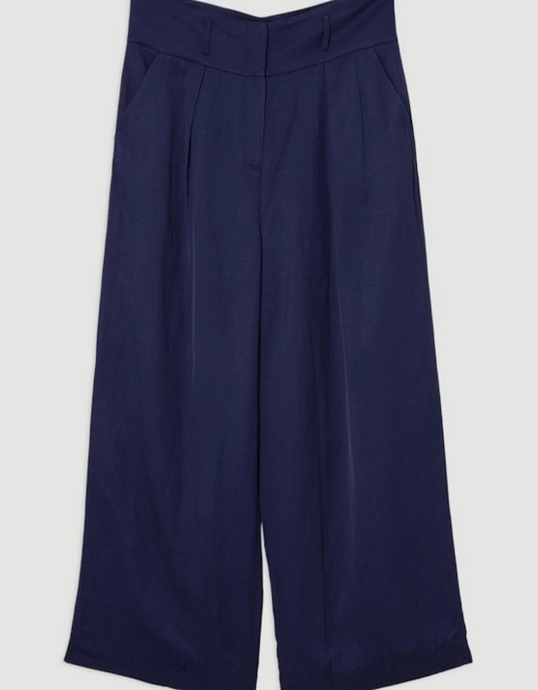 Plus Size Tailored Viscose Linen Wide Leg Trouser