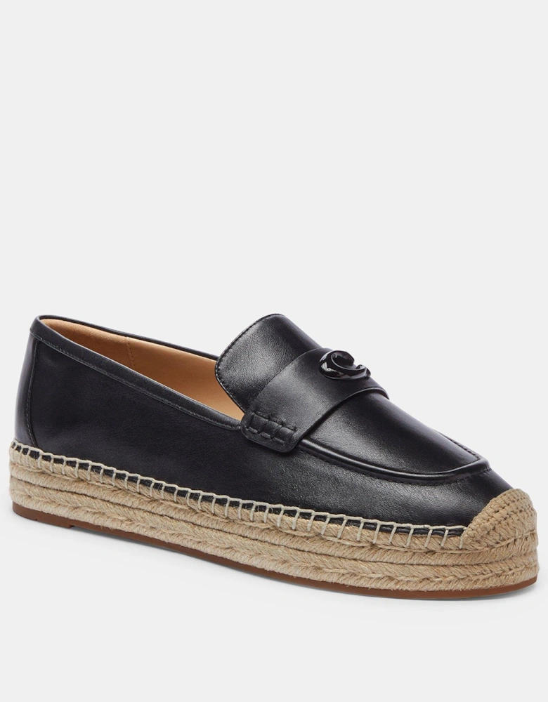 Camilla Leather Espadrilles - Black