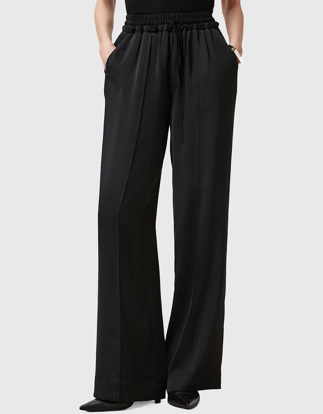 Alba Satin Trouser - Black, 6 of 5