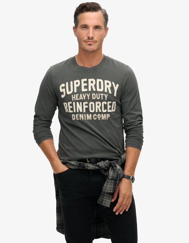 Workwear Applique Long Sleeve T-Shirt - Black