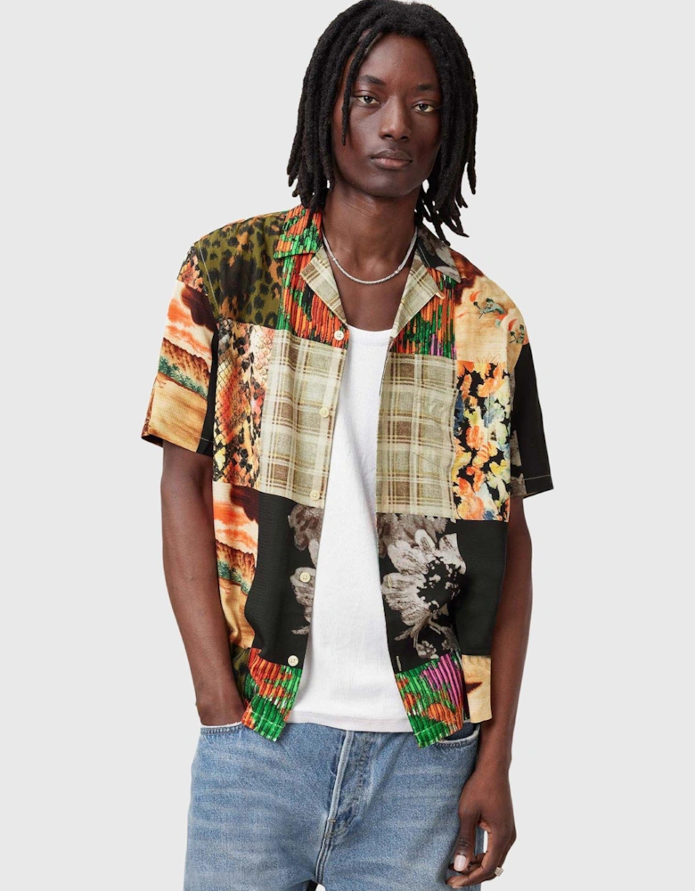 Patches Short Sleeve Shirt - Black/Multi