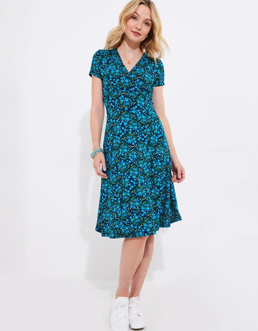 Felicity Floral Print Jersey Dress - Blue, 2 of 1