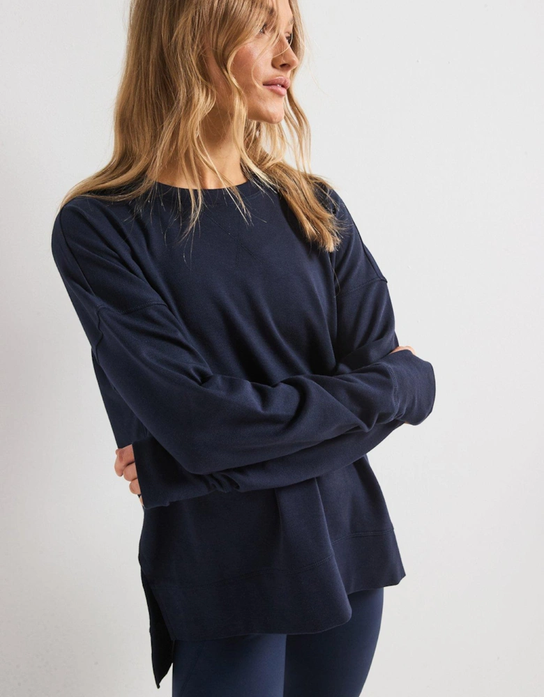 Womens Training After Class Longline Sweatshirt - Navy