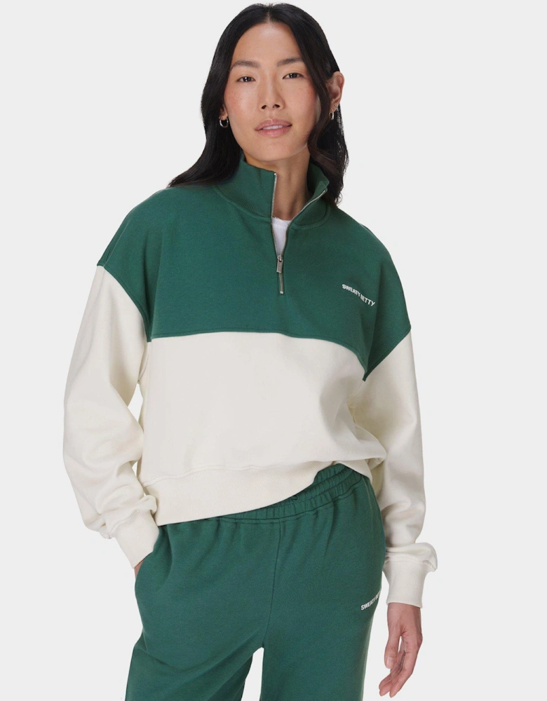 Womens Training Revive Crop Half Zip - Green