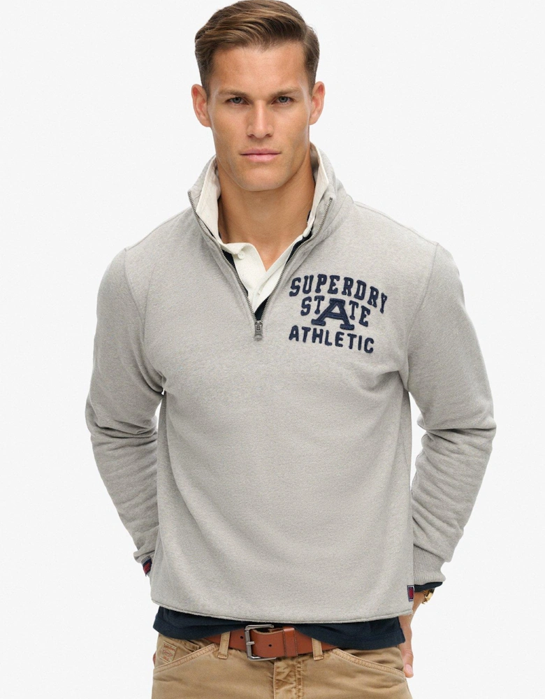 Vintage Athletic Quarter Zip Sweat - Grey