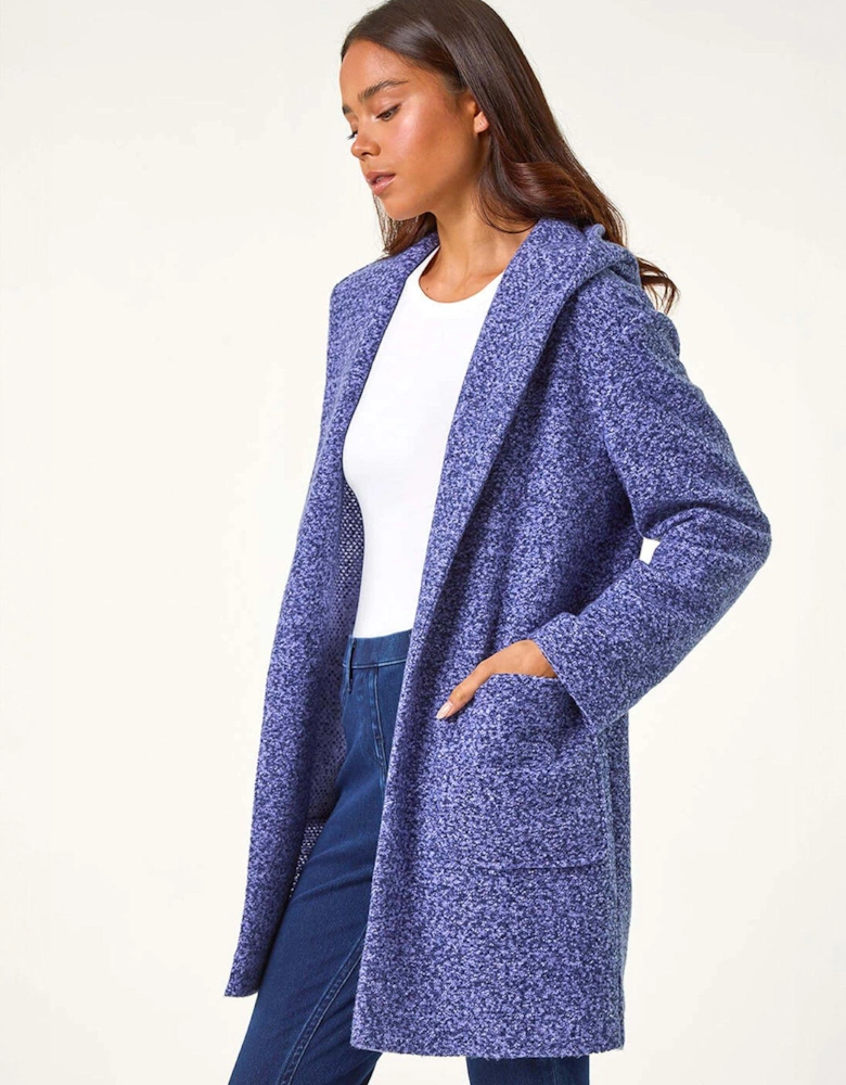 Petite Hooded Edge To Edge Coatigan - Navy