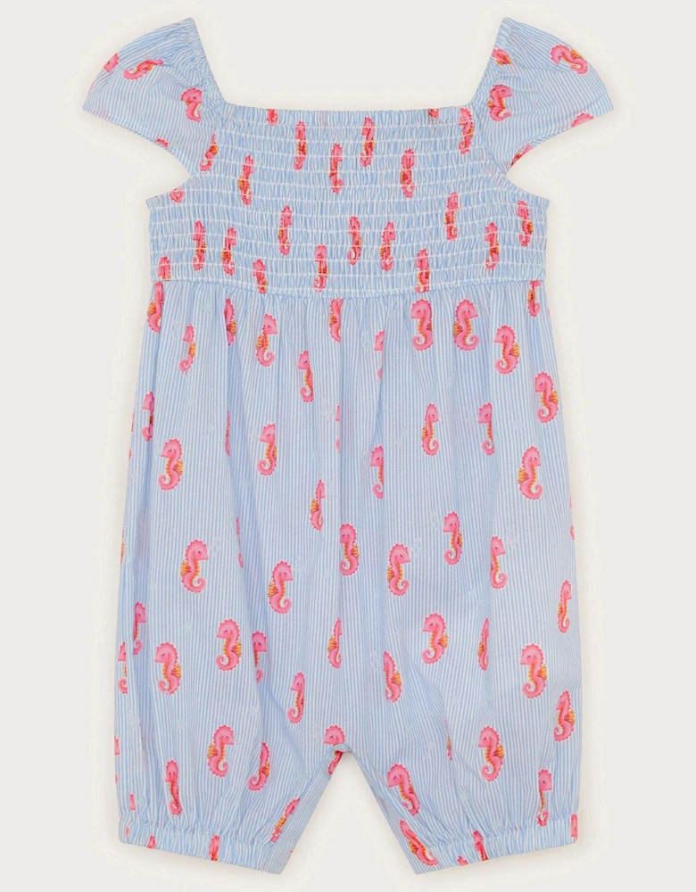 Baby Girls Seahorse Romper - Blue