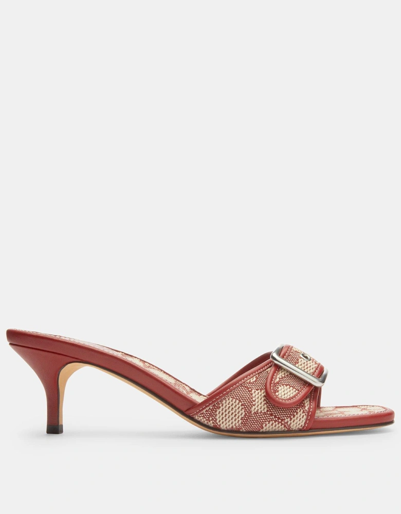 Margot Signature Textile Jacquard Sandals - Dark Red