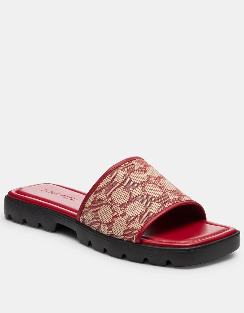 Florence Signature Textile Jacquard Sandals - Dark Red