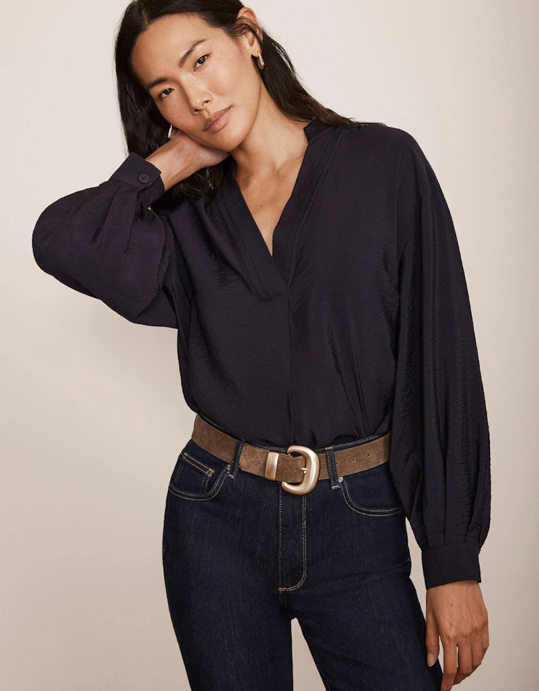 Long Sleeve Blouse - Navy