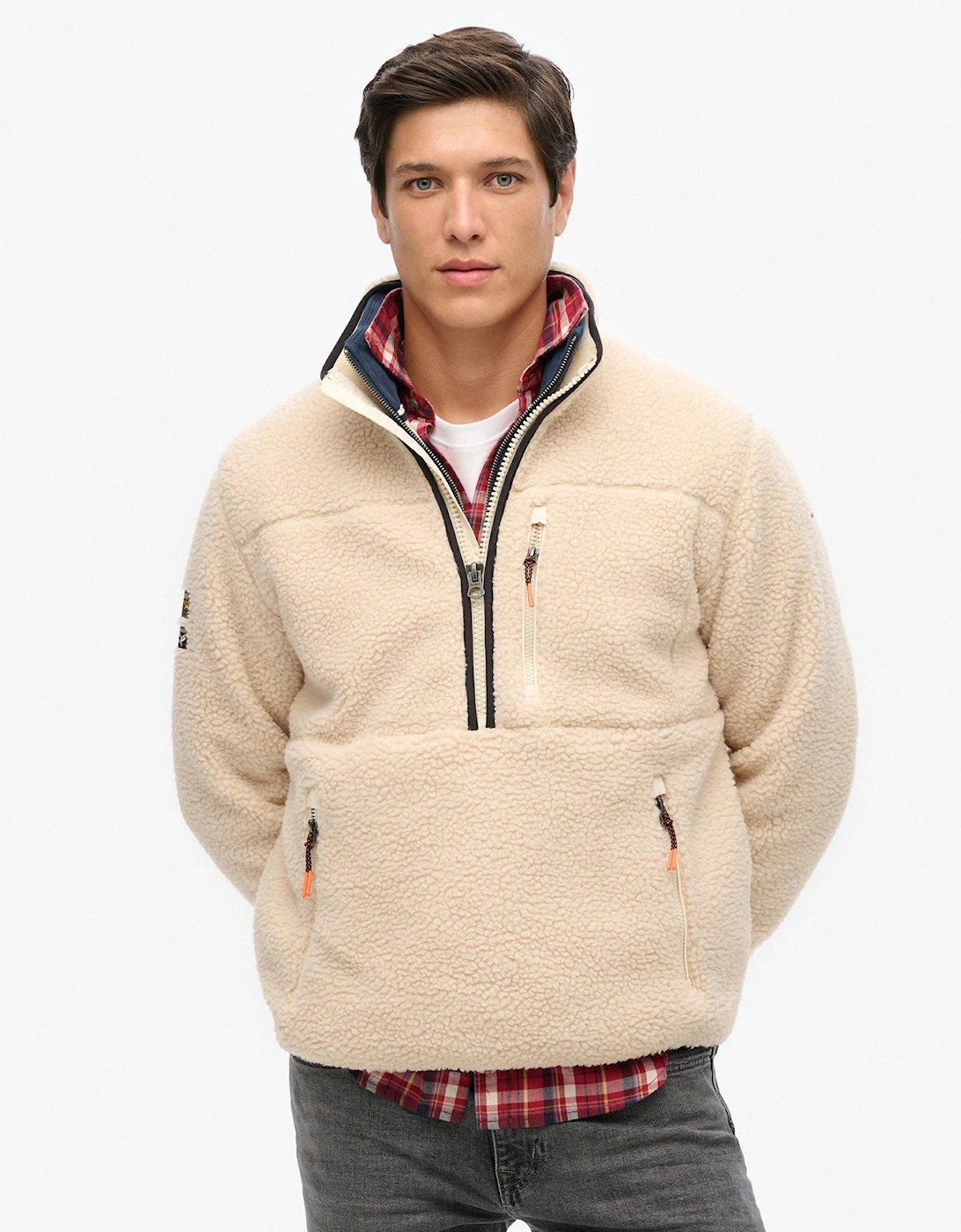 Outdoor Half Zip Fleece Jacket - Beige, 6 of 5