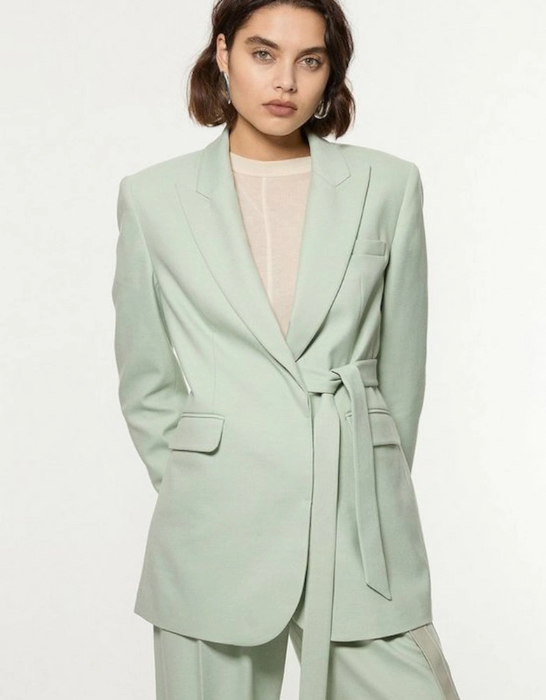 Soft Tie Back Detail Tailored Single Breasted Blazer