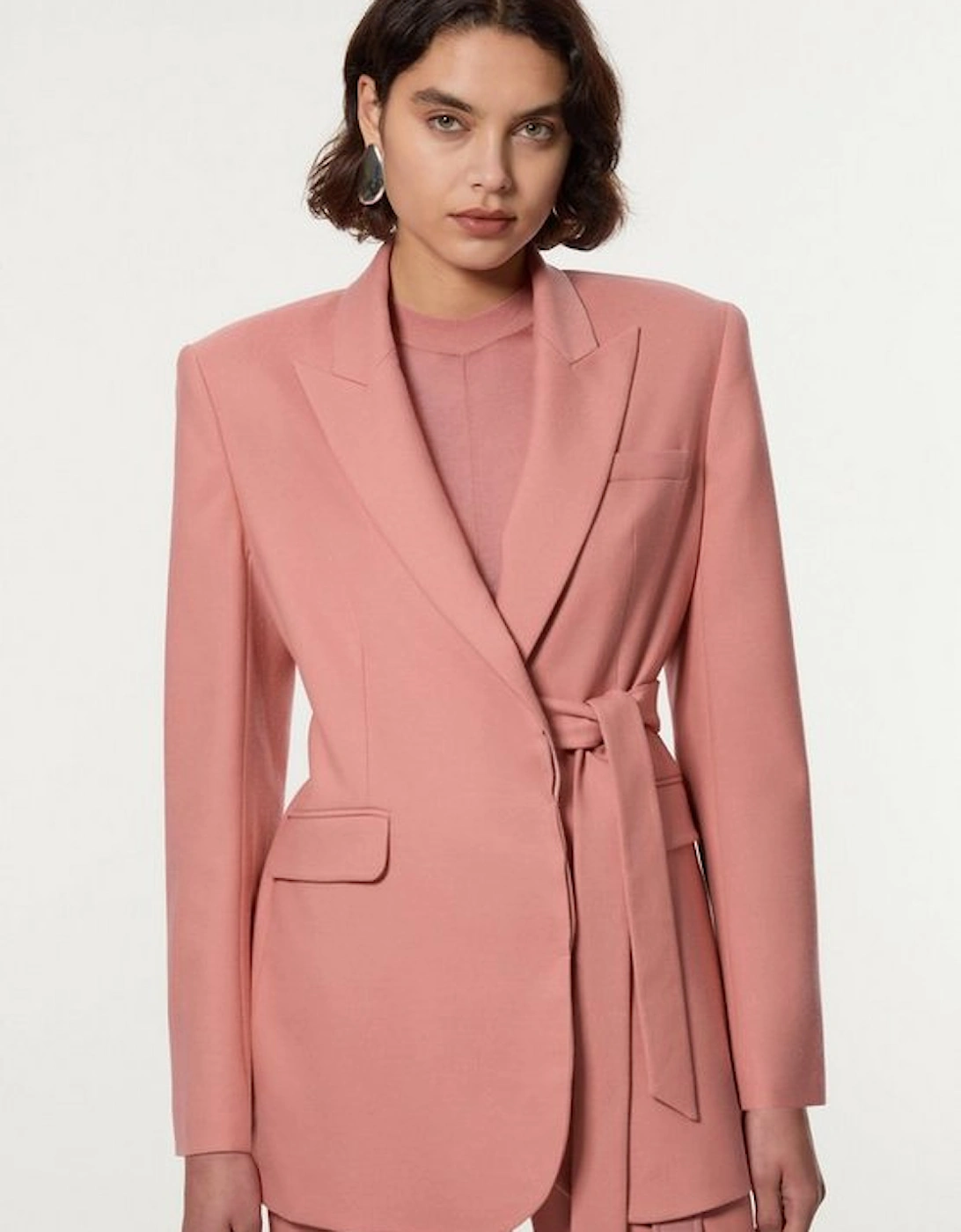 Soft Tie Back Detail Tailored Single Breasted Blazer