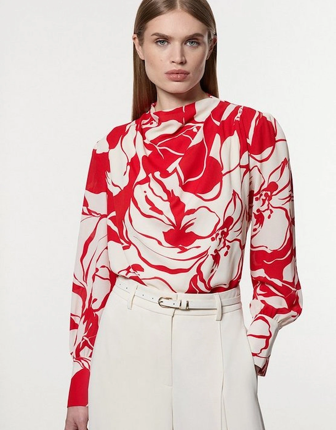 Printed Woven High Neck Blouse