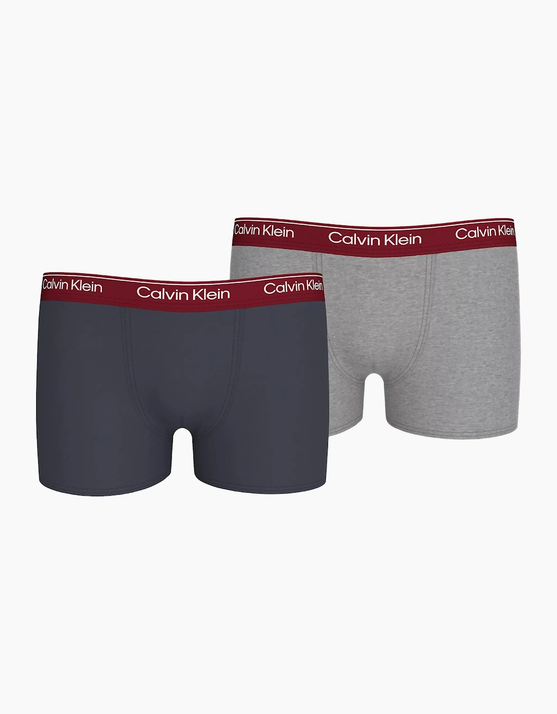 Calvin Klein Boy's Boys 2-Pack Modern Cotton Boxer Trunks, Ash/Grey w/ burgundy - Black/Grey - Size: 12 years/13 years/14 years