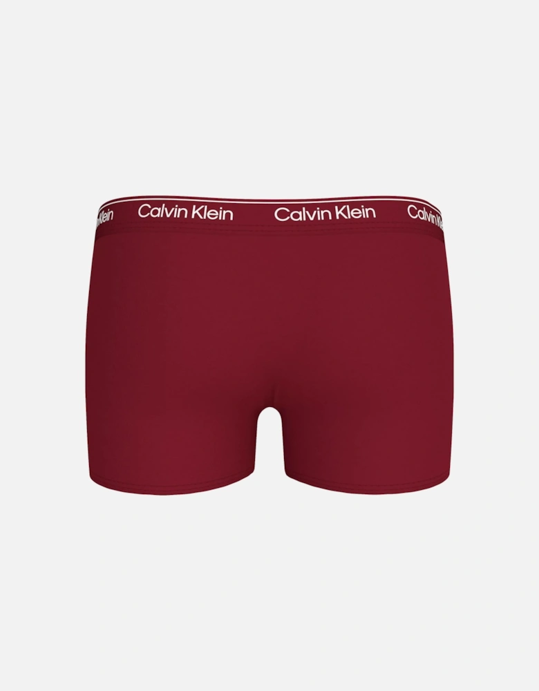 Boys 2-Pack Modern Cotton Boxer Trunks, Burgundy/Black