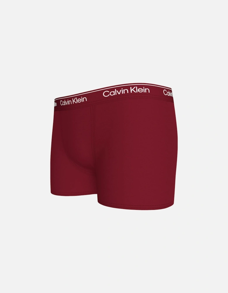 Boys 2-Pack Modern Cotton Boxer Trunks, Burgundy/Black