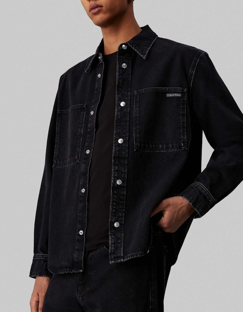 Regular-Fit Linear Denim Shirt