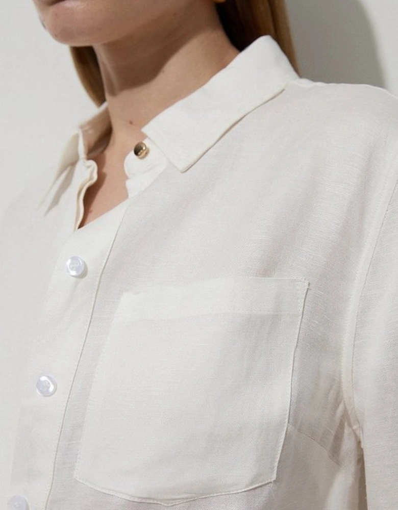 Viscose Linen Woven Long Sleeve Shirt