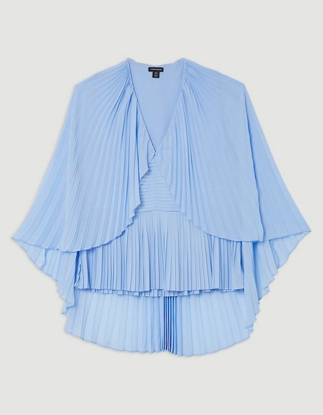 Plus Size Pleated Cape Sleeve Plunge Neck Top