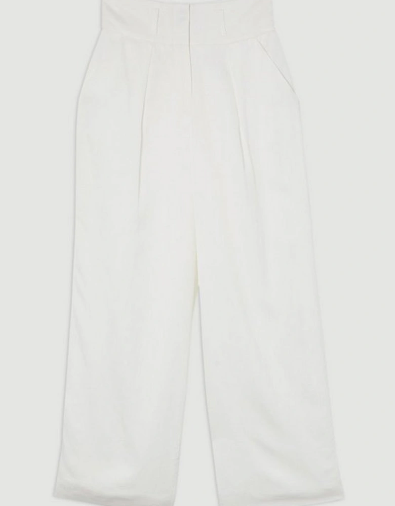 Tailored Viscose Linen Wide Leg Trouser