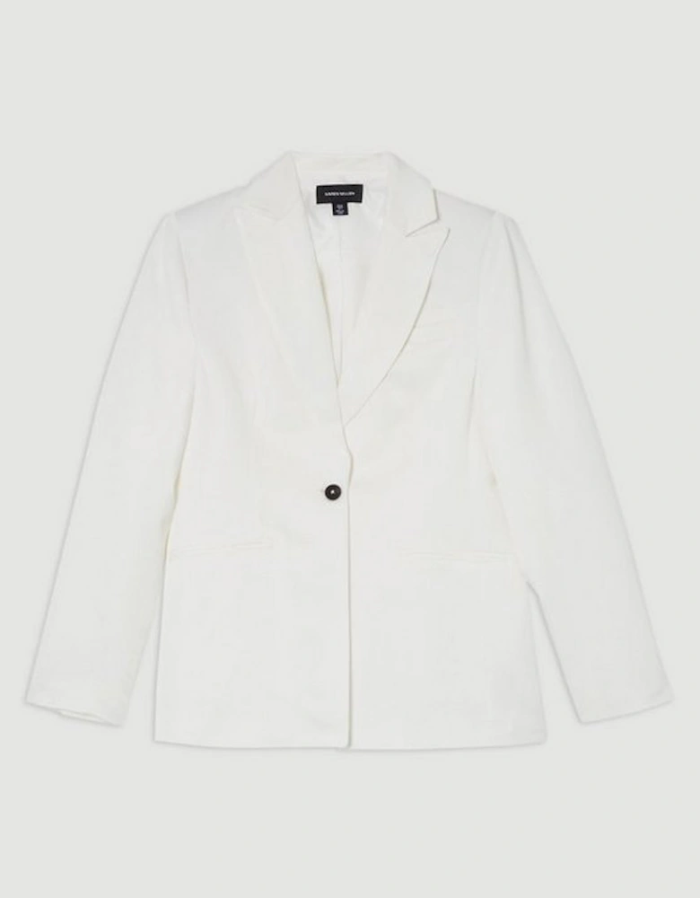 Tailored Viscose Linen Single Breasted Blazer Jacket