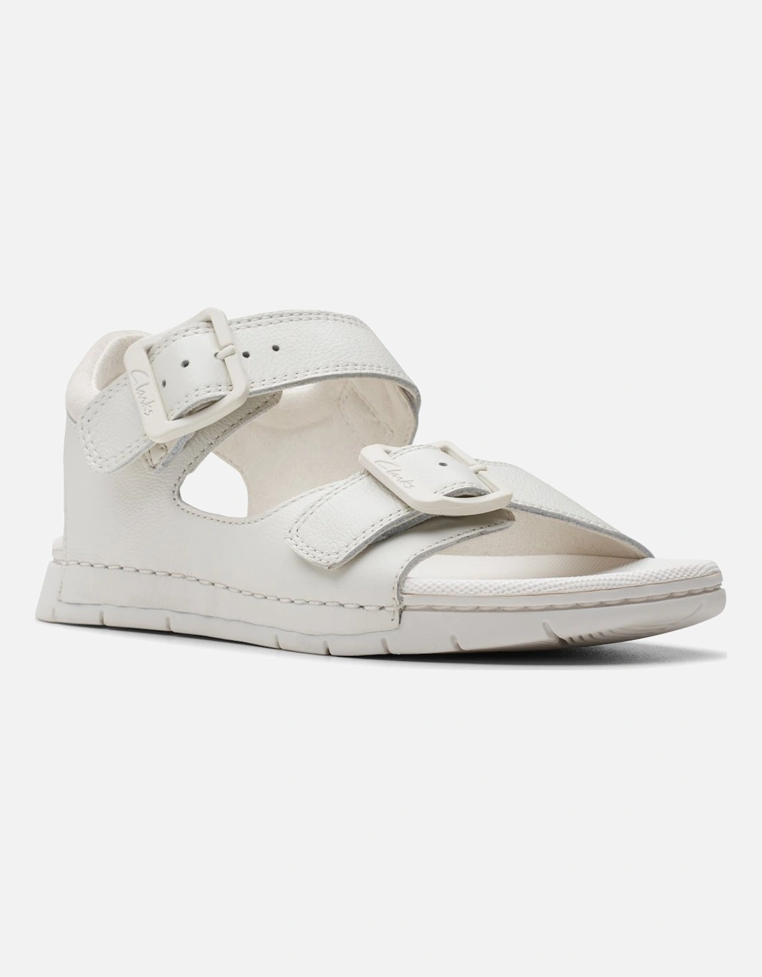 Clarks Girls White  Baha Beach K Sandals - Size 7/F (Standard) Kids