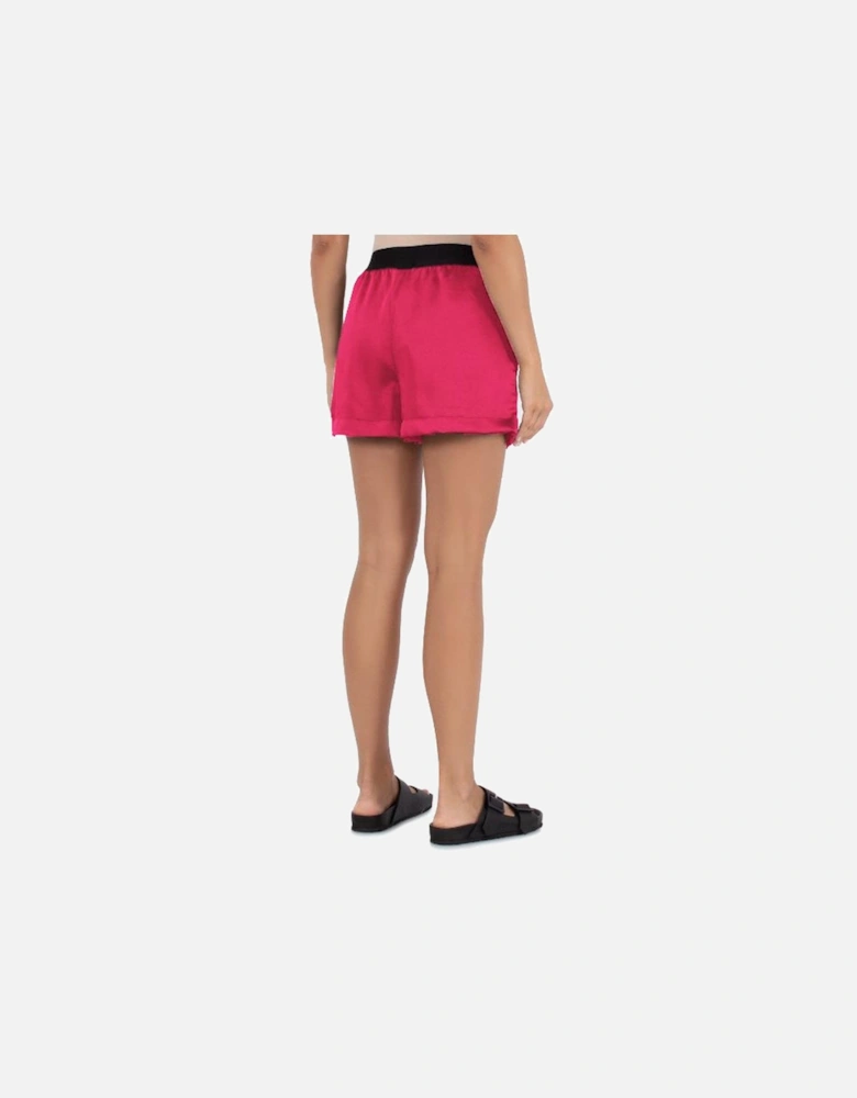 Satin Shorts with Logoed Elastic and Pockets Women - Fuchsia
