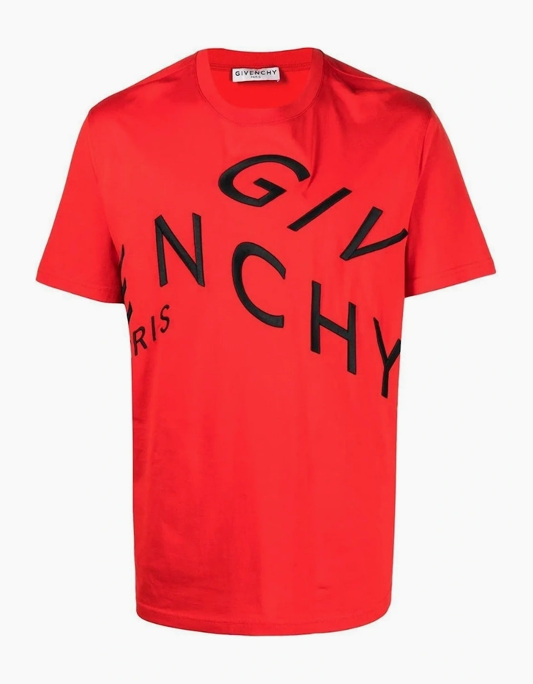 Givenchy Men's Red Refracted Embroide Logo Oversized T-Shirt  36 S