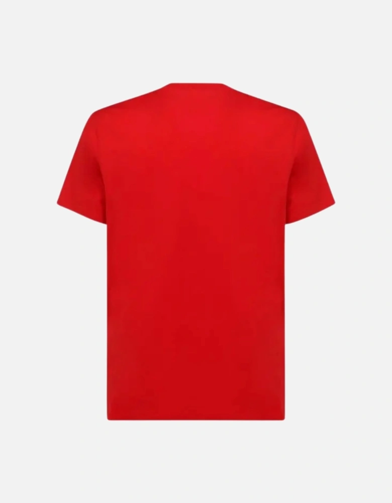 Refracted Embroidered Logo Oversized Red T-Shirt