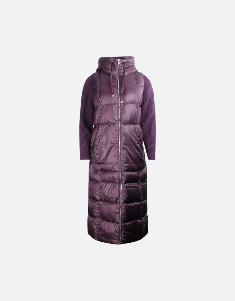 Halisa Fig Purple Long Hooded Down Jacket