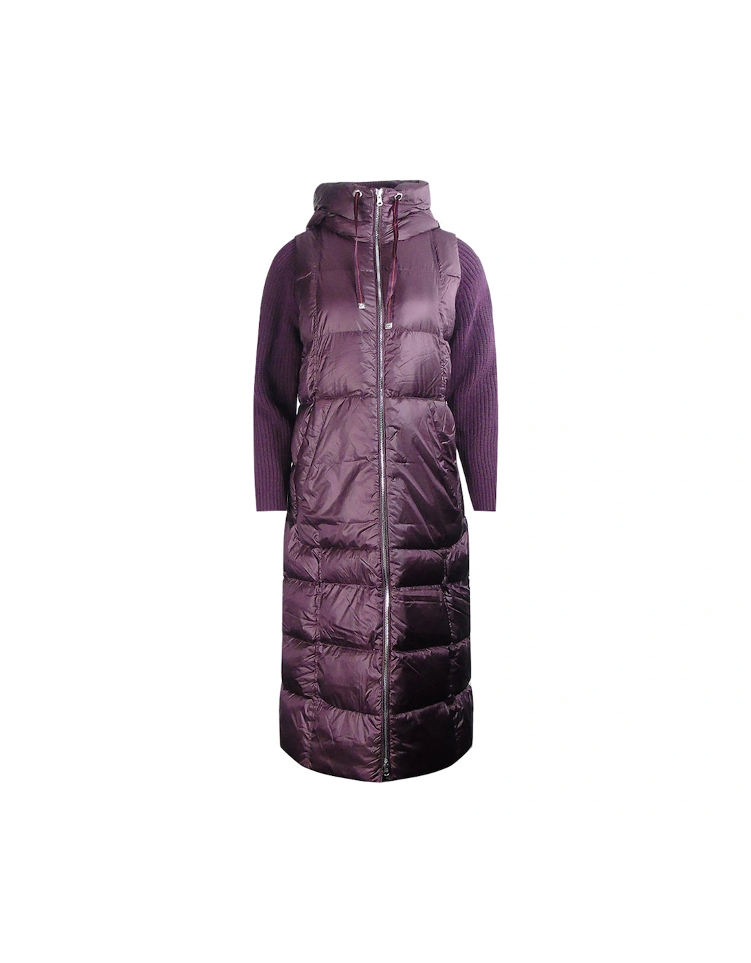 Women's Parajumpers Halisa Fig Purple Long Hooded Down Jacket - Size: 10/8