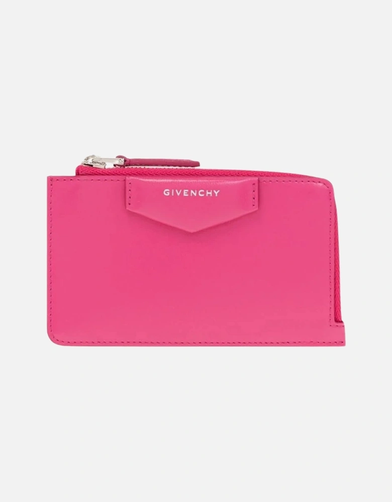 Antigona Zipped Card Holder Neon Pink Purse