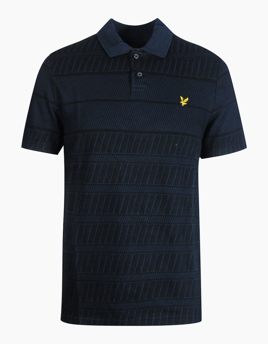 Men's Lyle & Scott Dark Navy Blue Grid Polo Shirt - Black - Size: 34
