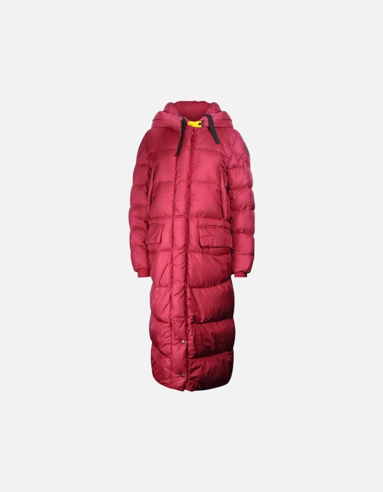 Mummy Red Long Hooded Down Jacket