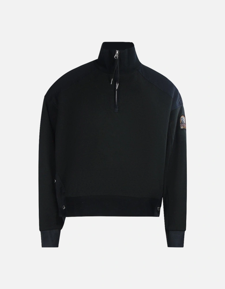 Quarter Zip Turtleneck Fleece Black Sweatshirt