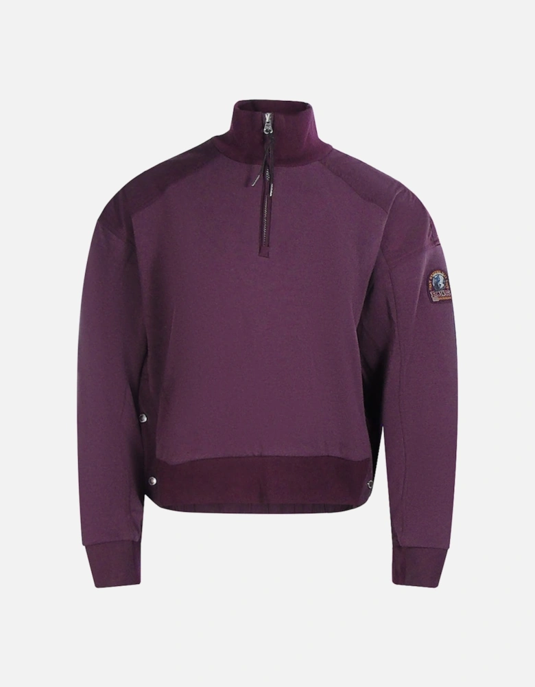 Quarter Zip Turtleneck Fleece Purple Sweatshirt