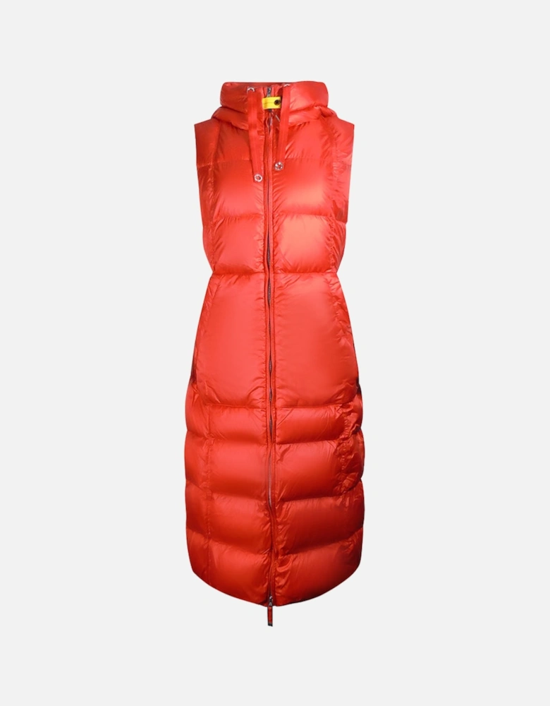 Tommy Carrot Orange Long Hooded Down Jacket