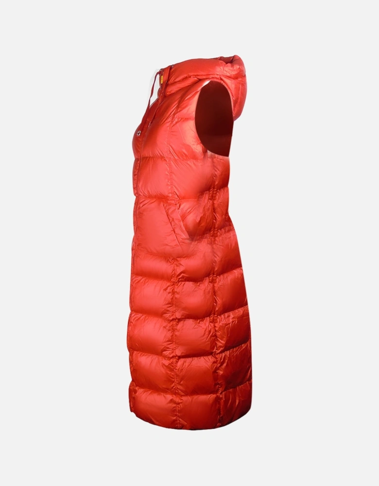 Tommy Carrot Orange Long Hooded Down Jacket