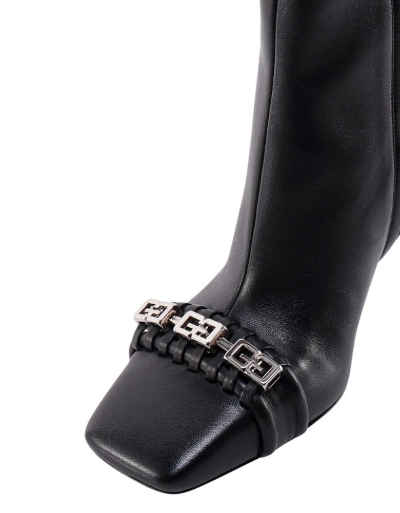 G-Woven Design Black Ankle Boot Heels