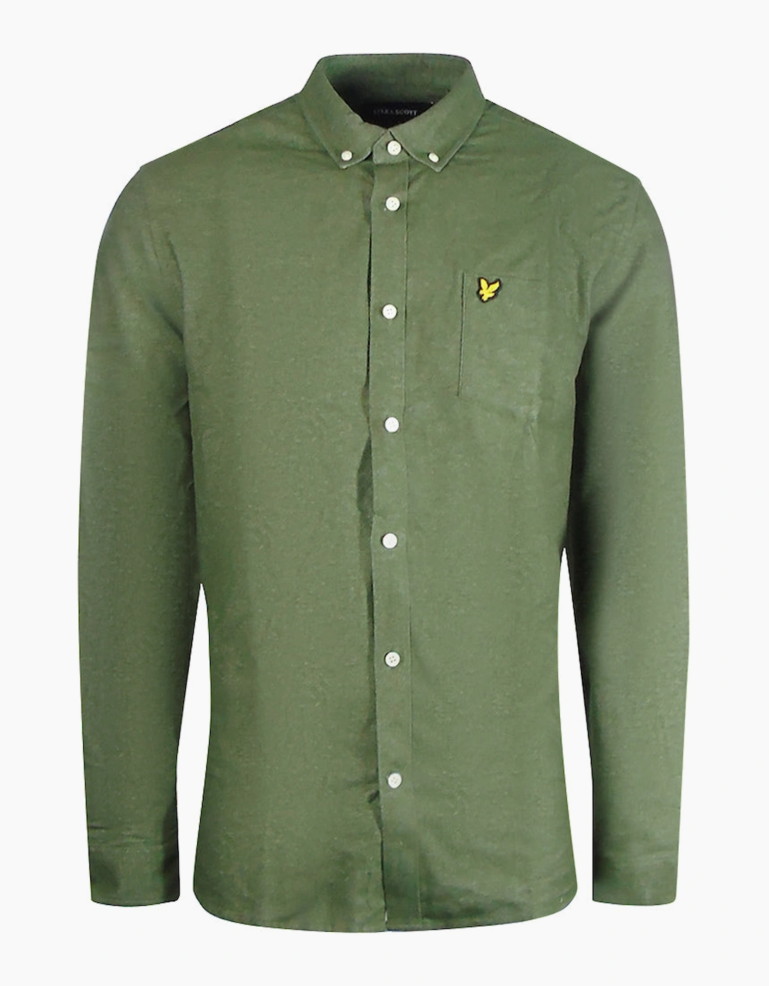 Men's Lyle & Scott Long Sleeve Moss Green Chambray Shirt - Tan - Size: 44/Regular