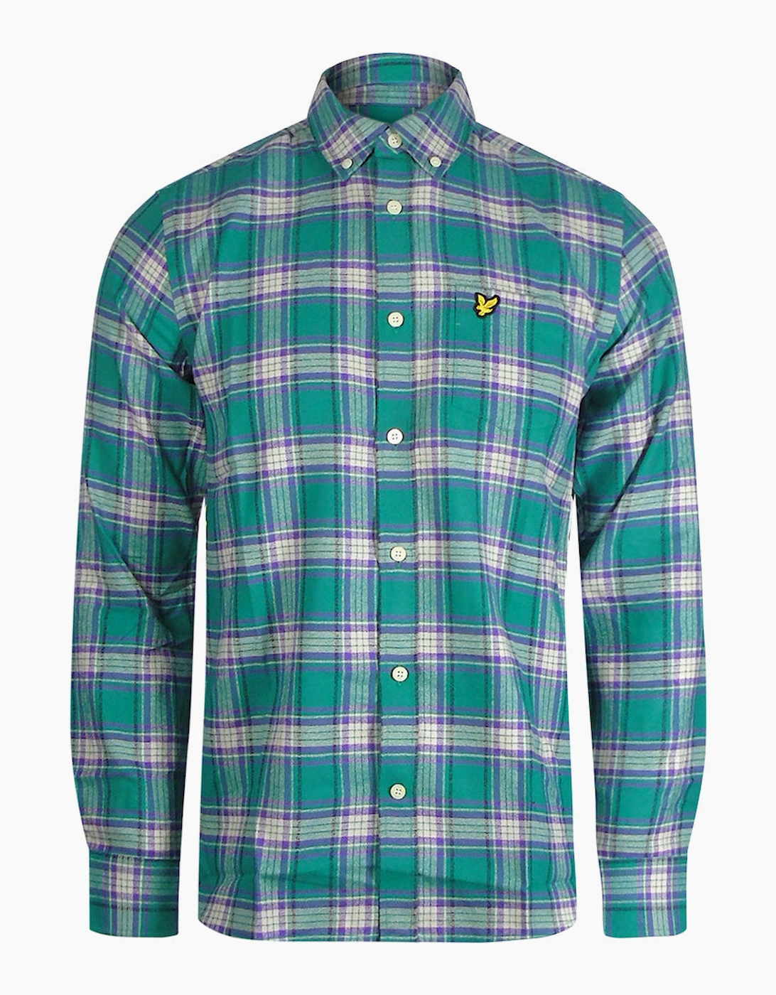 Lyle And Scott Men's Green Lyle & Scott Long Sleeve Check Flannel Shirt  38/Regular M