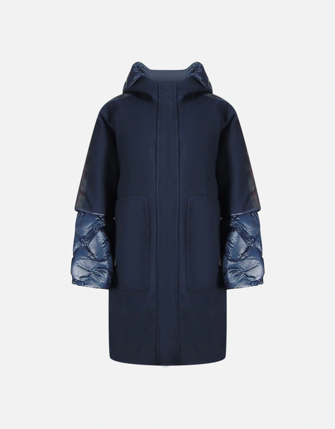 Joy Navy Blue Oversize Long Hooded Down Jacket, 4 of 3