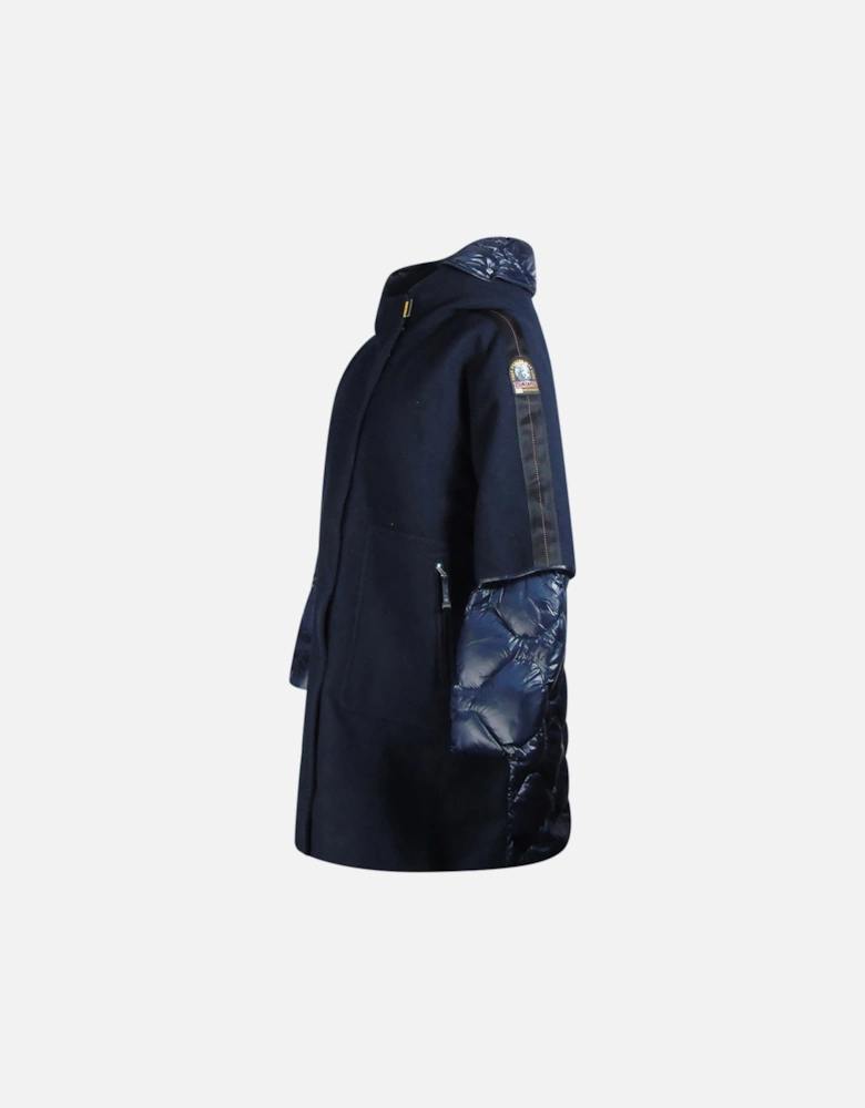 Joy Navy Blue Oversize Long Hooded Down Jacket