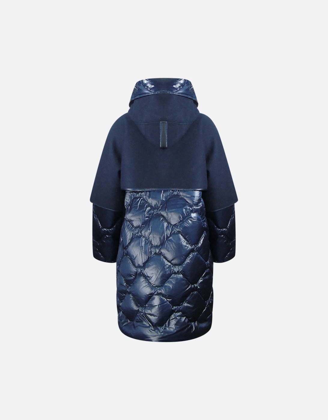 Joy Navy Blue Oversize Long Hooded Down Jacket