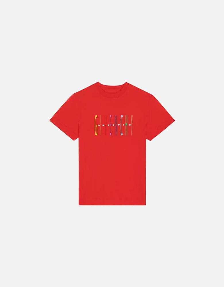 Heart Logo Slim Fit Red T-Shirt